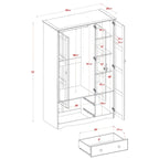 Armoire 3 portes - Blanc/Moka/Java - Bois massif