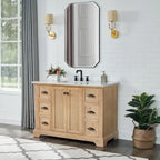 Meuble sous-vasque Hervas avec plateau en marbre naturel, sans miroir