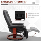 Fauteuil inclinable manuel pivotant en similicuir HomCom avec repose-pieds confortable et relaxant