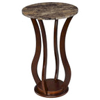 Table d'appoint ronde marron avec plateau imitation marbre