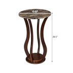 Table d'appoint ronde marron avec plateau imitation marbre
