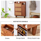 Meuble de rangement minimaliste moderne, meuble à chaussures en rotin japonais, meuble de chevet, petit meuble de maison
