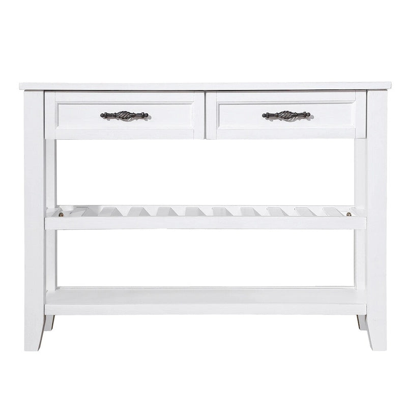 Table de canapé en bois 42 pouces avec 2 tiroirs de rangement et 2 étagères
