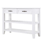 Table de canapé en bois 42 pouces avec 2 tiroirs de rangement et 2 étagères