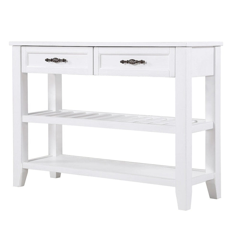 Table de canapé en bois 42 pouces avec 2 tiroirs de rangement et 2 étagères