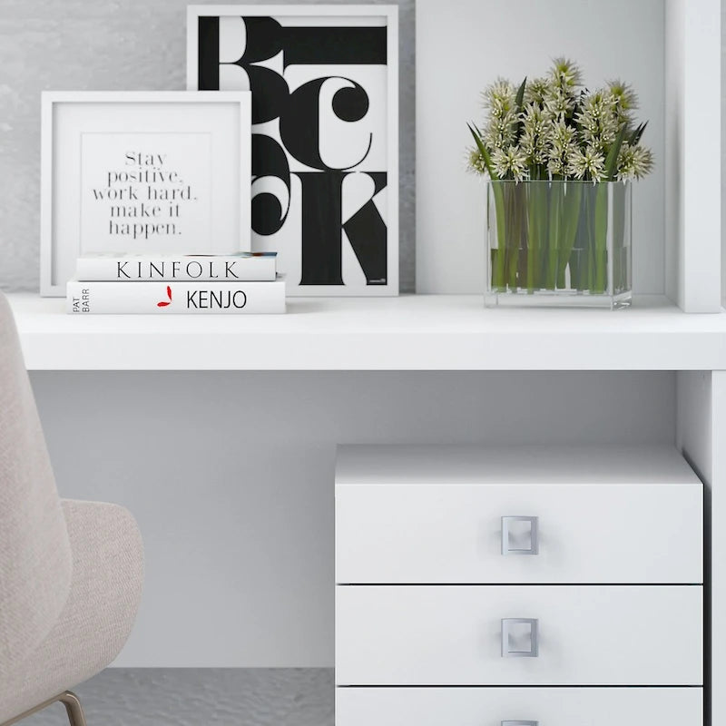 Bureau d'angle Echo avec huche et tiroirs