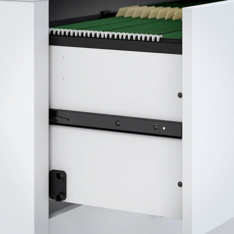 Bureau d'angle Echo avec huche et tiroirs