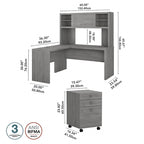 Bureau d'angle Echo avec huche et tiroirs