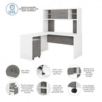 Bureau d'angle Echo avec huche et tiroirs