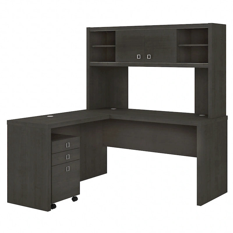 Bureau d'angle Echo avec huche et tiroirs