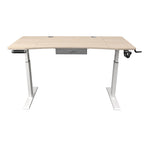 Bureau debout électrique réglable en hauteur, Chêne et Blanc, 160 cm de large avec tiroir