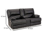 Causeuse inclinable électrique de 82 po, cuir véritable noir avec porte-gobelets