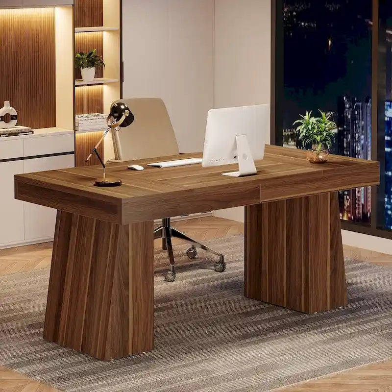 Bureau de direction moderne 55 pouces, bureau d'ordinateur en bois, poste de travail professionnel