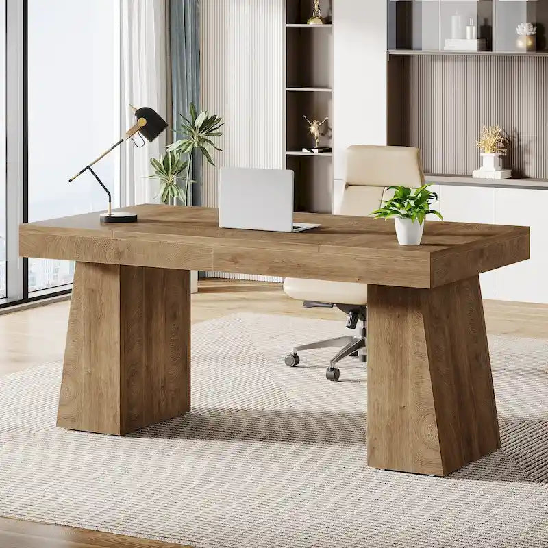 Bureau de direction moderne 55 pouces, bureau d'ordinateur en bois, poste de travail professionnel