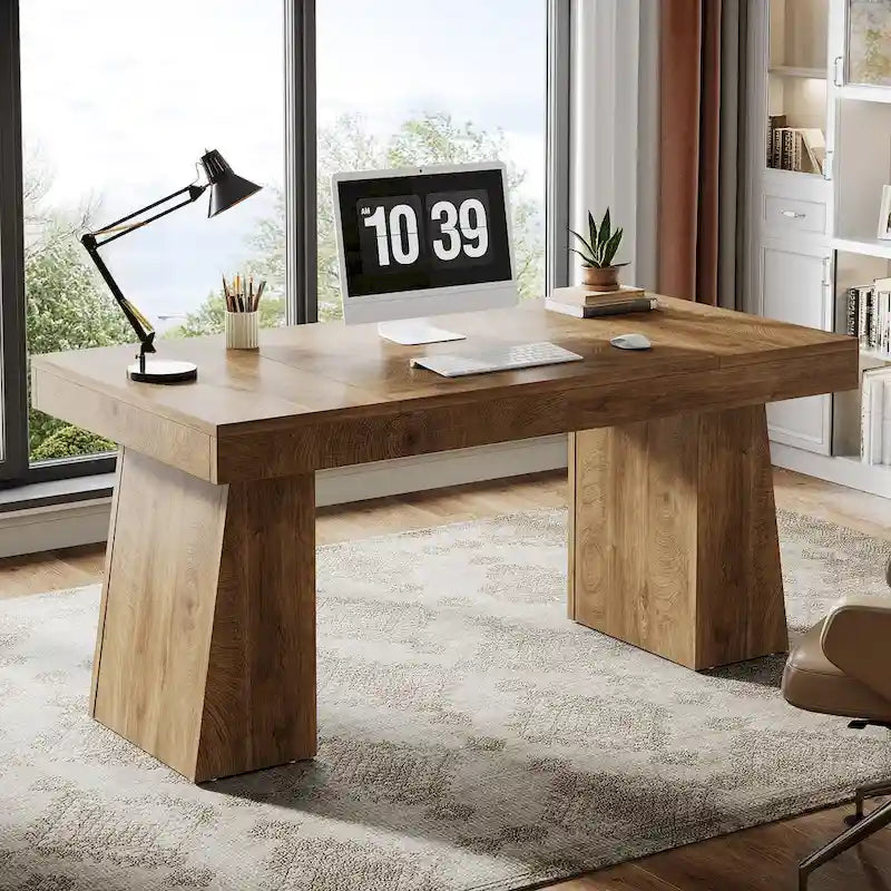 Bureau de direction moderne 55 pouces, bureau d'ordinateur en bois, poste de travail professionnel