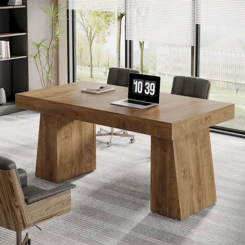 Bureau de direction moderne 55 pouces, bureau d'ordinateur en bois, poste de travail professionnel