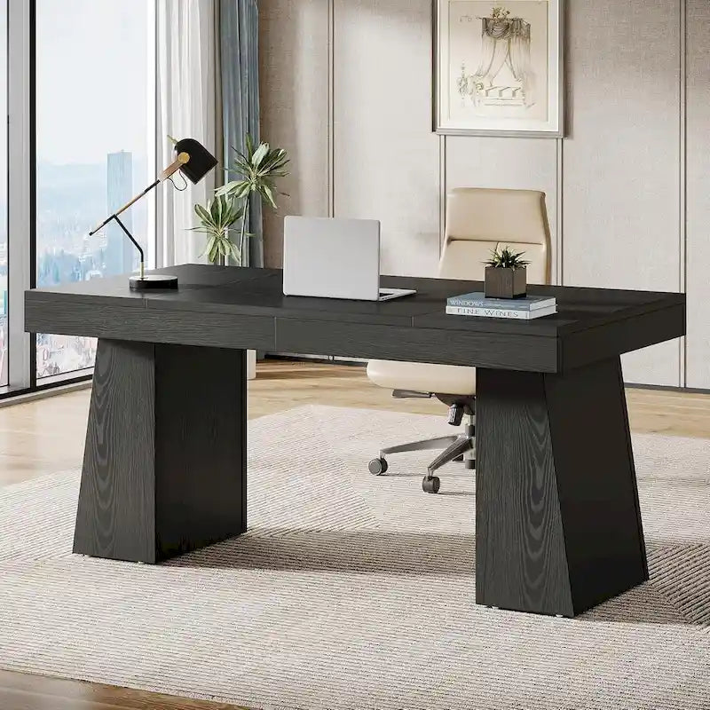 Bureau de direction moderne 55 pouces, bureau d'ordinateur en bois, poste de travail professionnel