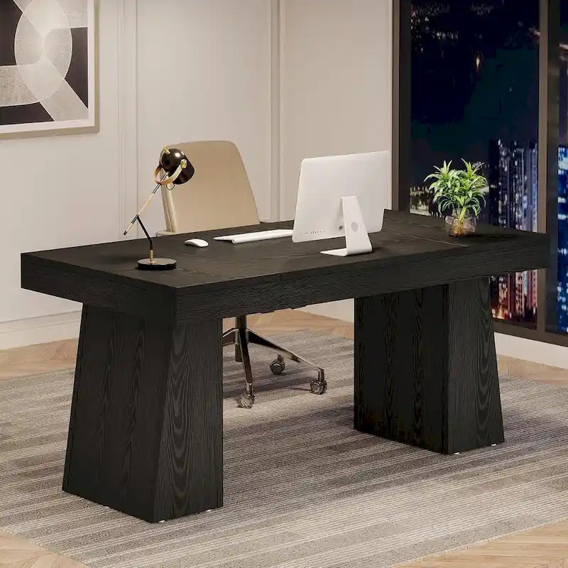 Bureau de direction moderne 55 pouces, bureau d'ordinateur en bois, poste de travail professionnel