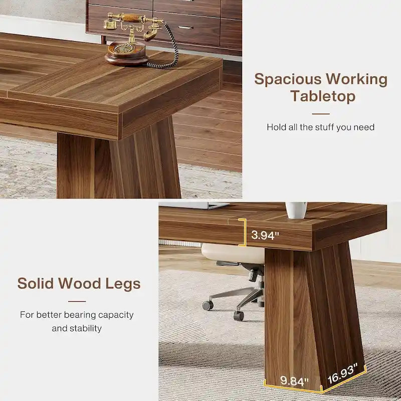 Bureau de direction moderne 55 pouces, bureau d'ordinateur en bois, poste de travail professionnel