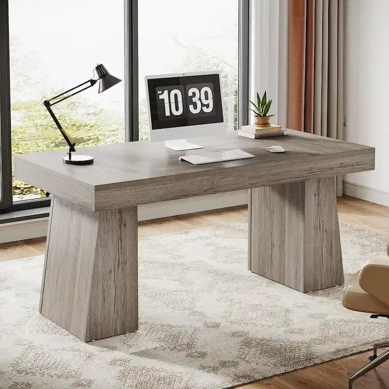 Bureau de direction moderne 55 pouces, bureau d'ordinateur en bois, poste de travail professionnel
