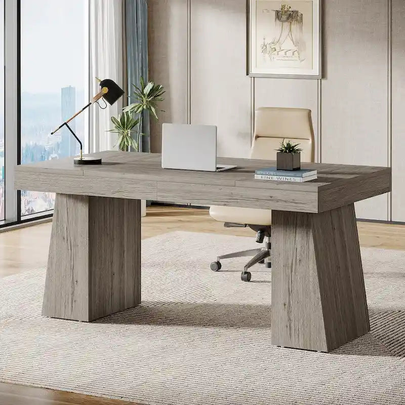Bureau de direction moderne 55 pouces, bureau d'ordinateur en bois, poste de travail professionnel
