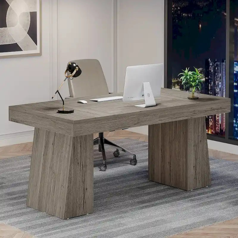 Bureau de direction moderne 55 pouces, bureau d'ordinateur en bois, poste de travail professionnel