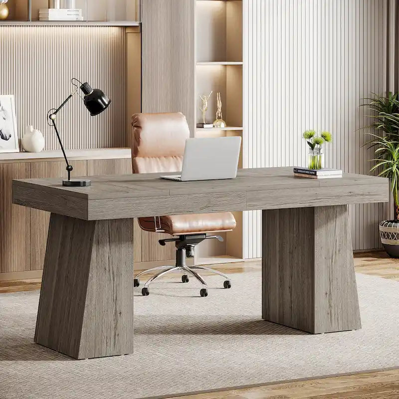 Bureau de direction moderne 55 pouces, bureau d'ordinateur en bois, poste de travail professionnel