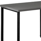 Bureau d'ordinateur en L en bois gris avec tiroirs et piètement en métal
