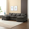 Canapé d'angle moderne en forme de U en chenille 4 places avec double coussin, 2 chaises longues et mousse haute densité 110,63