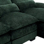 Canapé d'angle moderne en forme de U en chenille 4 places avec double coussin, 2 chaises longues et mousse haute densité 110,63