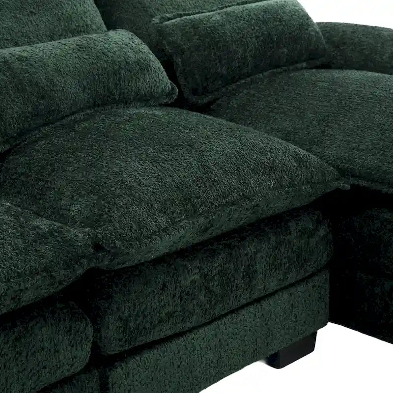 Canapé d'angle moderne en forme de U en chenille 4 places avec double coussin, 2 chaises longues et mousse haute densité 110,63