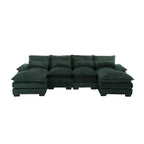 Canapé d'angle moderne en forme de U en chenille 4 places avec double coussin, 2 chaises longues et mousse haute densité 110,63