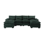 Canapé d'angle moderne en forme de U en chenille 4 places avec double coussin, 2 chaises longues et mousse haute densité 110,63