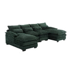 Canapé d'angle moderne en forme de U en chenille 4 places avec double coussin, 2 chaises longues et mousse haute densité 110,63