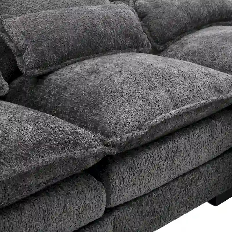 Canapé d'angle moderne en forme de U en chenille 4 places avec double coussin, 2 chaises longues et mousse haute densité 110,63