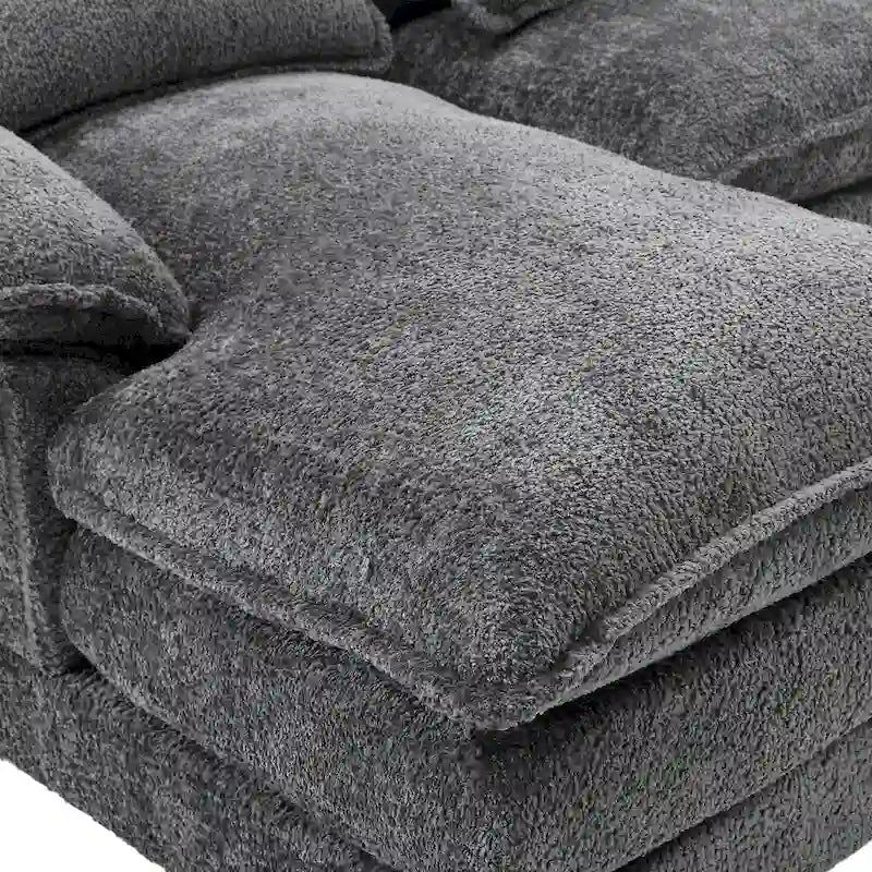 Canapé d'angle moderne en forme de U en chenille 4 places avec double coussin, 2 chaises longues et mousse haute densité 110,63