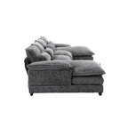 Canapé d'angle moderne en forme de U en chenille 4 places avec double coussin, 2 chaises longues et mousse haute densité 110,63