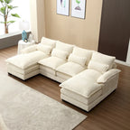 Canapé d'angle moderne en forme de U en chenille 4 places avec double coussin, 2 chaises longues et mousse haute densité 110,63