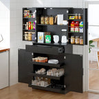Meuble de cuisine de 72H avec 3 tiroirs à clavier, armoire autoportante avec 6 étagères de porte réglables, armoire de rangement