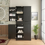 Meuble de cuisine de 72H avec 3 tiroirs à clavier, armoire autoportante avec 6 étagères de porte réglables, armoire de rangement