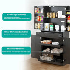 Meuble de cuisine de 72H avec 3 tiroirs à clavier, armoire autoportante avec 6 étagères de porte réglables, armoire de rangement