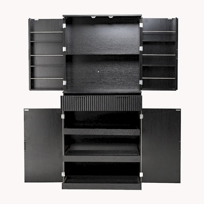 Meuble de cuisine de 72H avec 3 tiroirs à clavier, armoire autoportante avec 6 étagères de porte réglables, armoire de rangement
