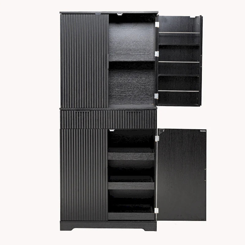Meuble de cuisine de 72H avec 3 tiroirs à clavier, armoire autoportante avec 6 étagères de porte réglables, armoire de rangement