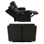 Causeuse inclinable électrique en cuir véritable avec espace de rangement et port de charge USB pour salon