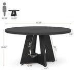 Table à manger ronde de 120 cm pour 4 personnes, table de salle à manger/cuisine/salon en bois style ferme