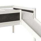 Lit mezzanine bas classique double CraftPorch avec tableau noir, toboggan et échelle