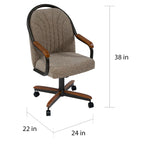 Chaise de salle à manger roulante, pivotante et inclinable pour repas décontractés - 38 Hx221/2 L x 22 P - 38 Hx24 L x 22 P