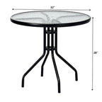 Table ronde de jardin Costway 32 avec plateau en verre trempé