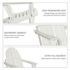 Chaise Adirondack pliante, chaises longues de plage en plastique HDPE toutes saisons pour terrasse et mobilier de jardin
