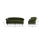 Canapé capitonné chesterfield La Rosa 84 en velours, style moderne du milieu du siècle
